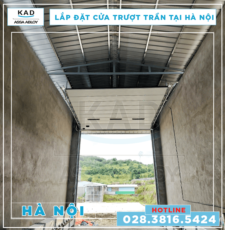 cửa trượt trần lắp đặt tại nhà máy hà nội