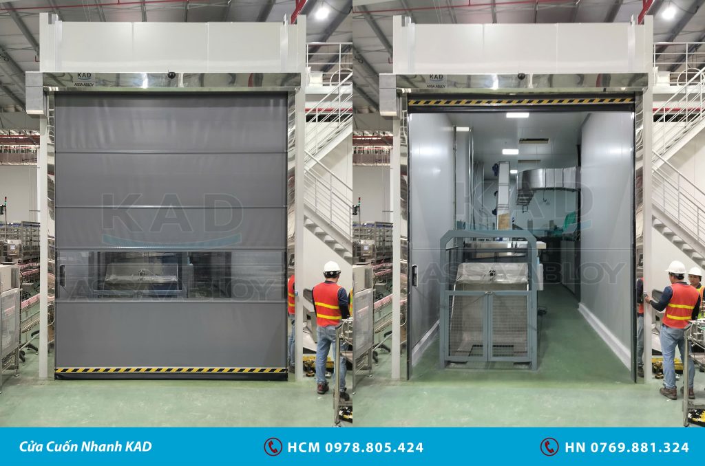 nhà xưởng lắp đặt cửa cuốn nhanh kad 